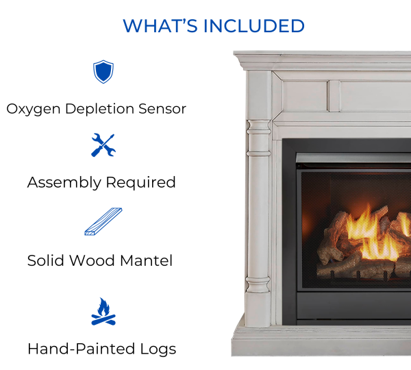 Duluth Forge 32,000 BTU Dual Fuel Ventless Gas Fireplace in Antique White