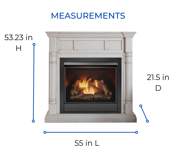Duluth Forge 32,000 BTU Dual Fuel Ventless Gas Fireplace in Antique White