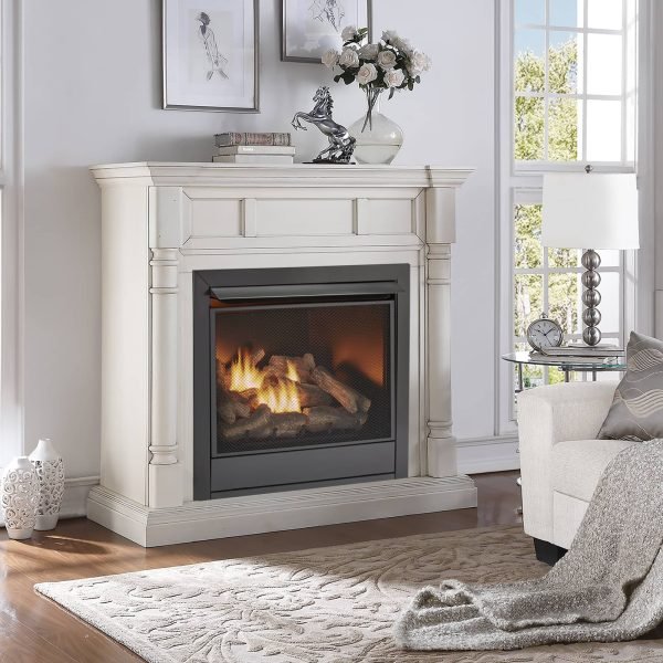 Duluth Forge 32,000 BTU Dual Fuel Ventless Gas Fireplace in Antique White