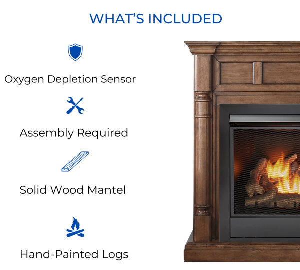 Duluth Forge 32,000 BTU Dual Fuel Ventless Gas Fireplace with Walnut Mantel