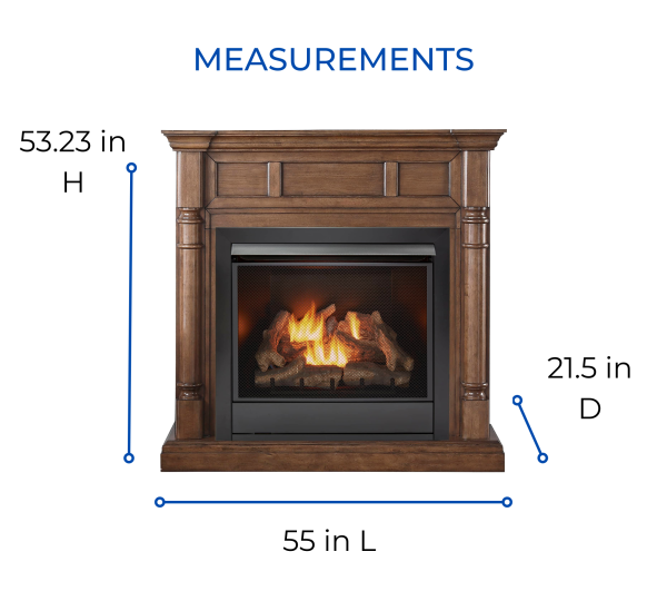 Duluth Forge 32,000 BTU Dual Fuel Ventless Gas Fireplace with Walnut Mantel