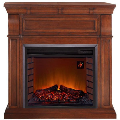Duluth Forge Auburn Cherry Full Size Electric Fireplace with Wood Mantel