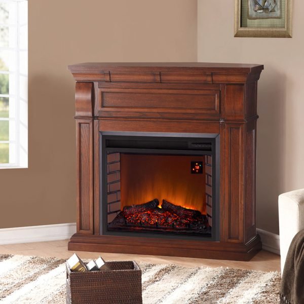 Duluth Forge Auburn Cherry Full Size Electric Fireplace with Wood Mantel