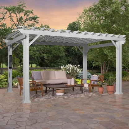 Backyard Discovery Hawthorne 14' x 12' White Steel Pergola with Soft Canopy
