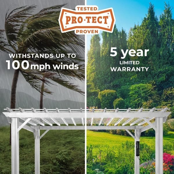 Backyard Discovery Hawthorne 14' x 12' White Steel Pergola with Soft Canopy