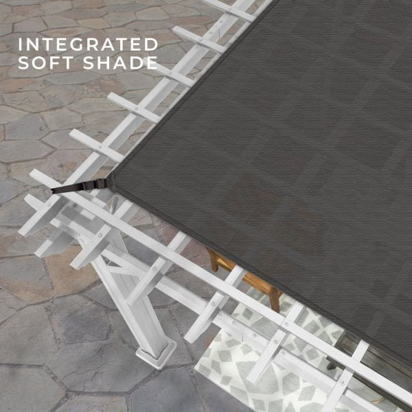 Backyard Discovery Hawthorne 14' x 12' White Steel Pergola with Soft Canopy