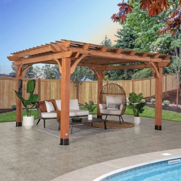 Backyard Discovery Beaumont 14' x 12' Cedar Wood Outdoor Patio Pergola