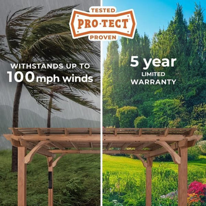 Backyard Discovery Beaumont 14' x 12' Cedar Wood Outdoor Patio Pergola