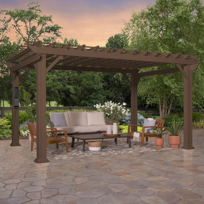 Backyard Discovery Ashford 14' x 12' Brown Steel Pergola with Soft Canopy