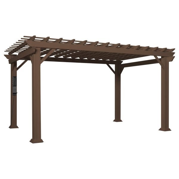 Backyard Discovery Ashford 14' x 12' Brown Steel Pergola with Soft Canopy