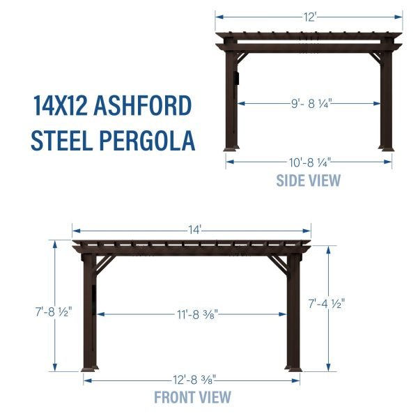Backyard Discovery Ashford 14' x 12' Brown Steel Pergola with Soft Canopy
