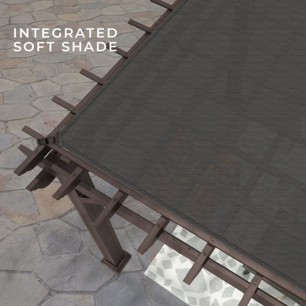 Backyard Discovery Ashford 14' x 12' Brown Steel Pergola with Soft Canopy