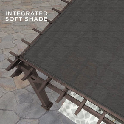 Backyard Discovery Ashford 14' x 12' Brown Steel Pergola with Soft Canopy
