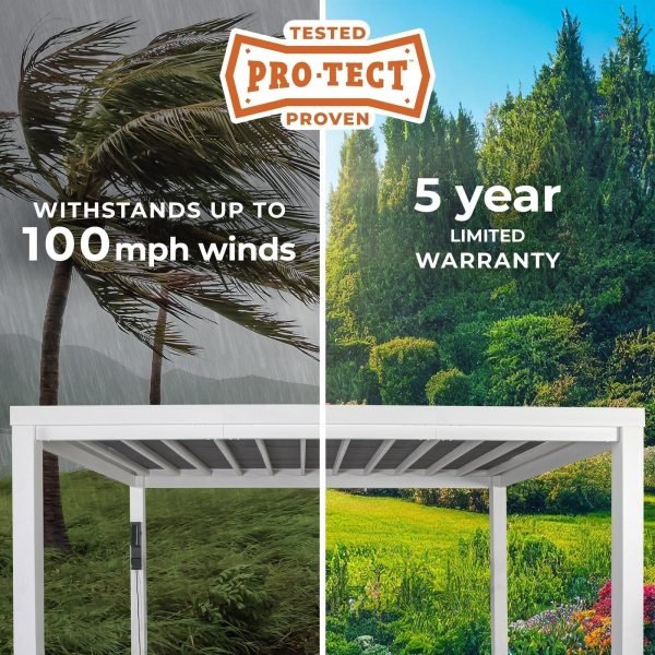 Backyard Discovery Windham 14' x 10' White Steel Pergola with Soft Canopy