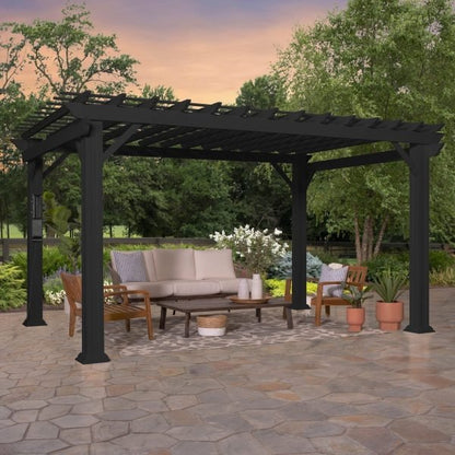 Backyard Discovery Stratford 14' x 10' Black Steel Pergola with Soft Canopy