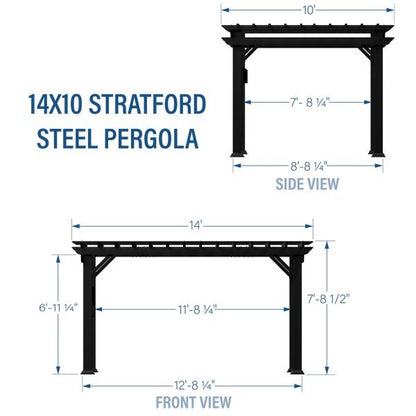 Backyard Discovery Stratford 14' x 10' Black Steel Pergola with Soft Canopy
