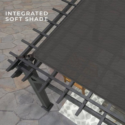 Backyard Discovery Stratford 14' x 10' Black Steel Pergola with Soft Canopy