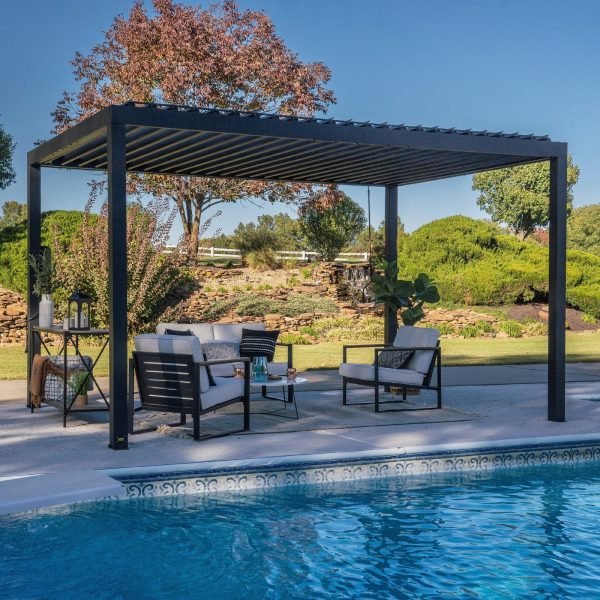 Backyard Discovery Sarasota 14' x 10' Black Steel Louvered Pergola