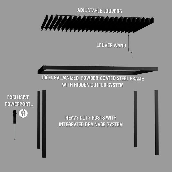 Backyard Discovery Sarasota 14' x 10' Black Steel Louvered Pergola