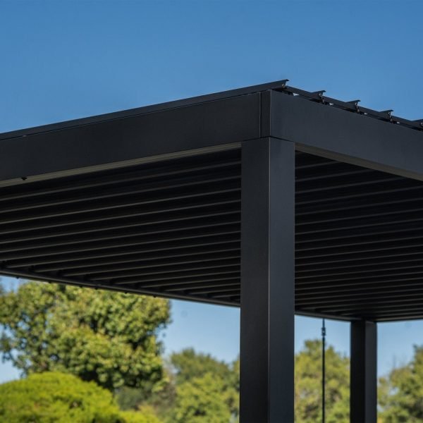 Backyard Discovery Sarasota 14' x 10' Black Steel Louvered Pergola