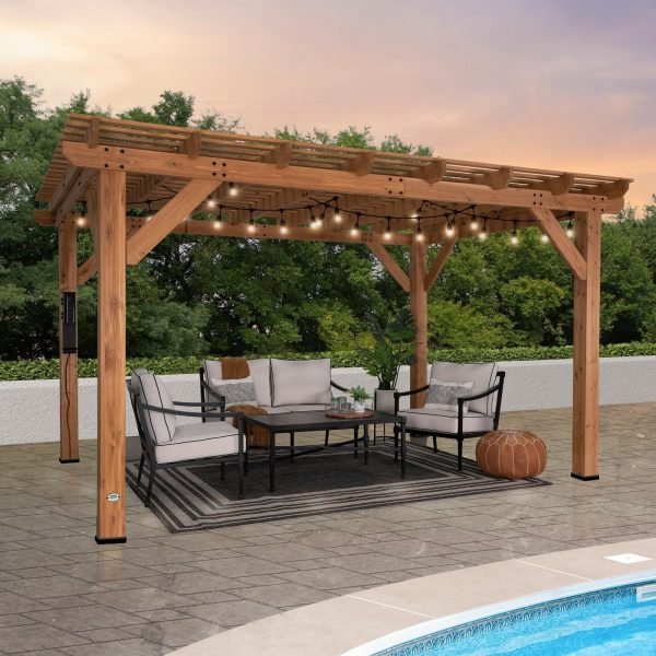 Backyard Discovery Delray 14' x 10' Cedar Wood Outdoor Patio Pergola
