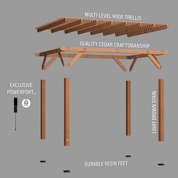 Backyard Discovery Delray 14' x 10' Cedar Wood Outdoor Patio Pergola