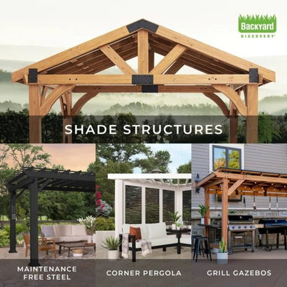 Backyard Discovery Arlington 12' x 12' Cedar Wood Outdoor Patio Gazebo