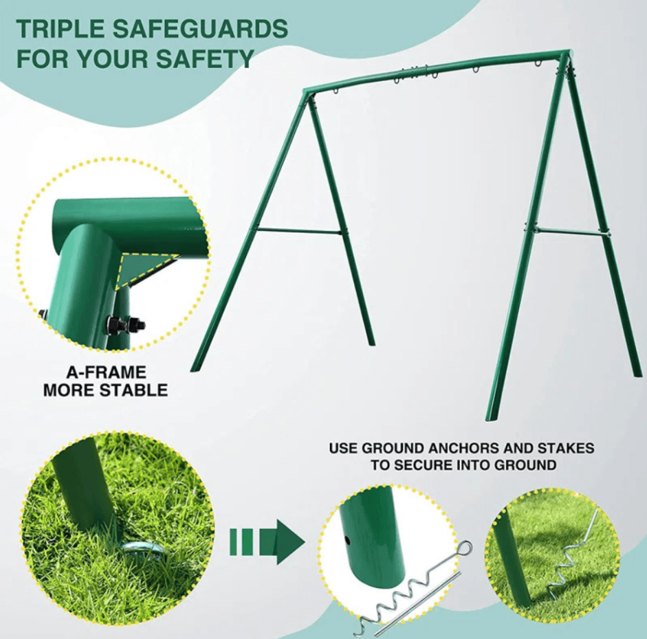 Designasofa 440 lbs Heavy-Duty Metal Swing Frame A-Frame Stand with 5 Hooks