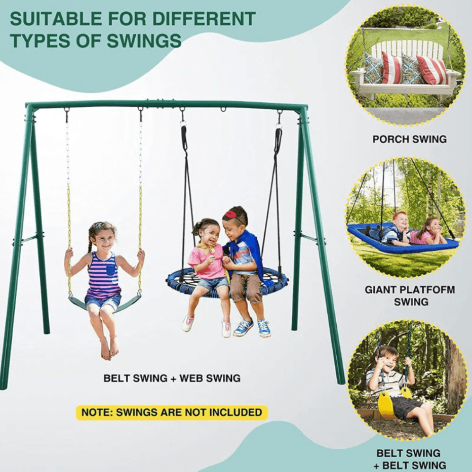 Designasofa 440 lbs Heavy-Duty Metal Swing Frame A-Frame Stand with 5 Hooks