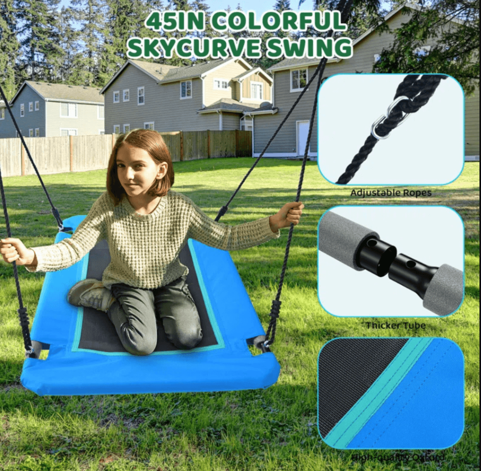 Designasofa 660 lbs Heavy-Duty Metal Swing Set with Platform Swing and 2 Belt Swings