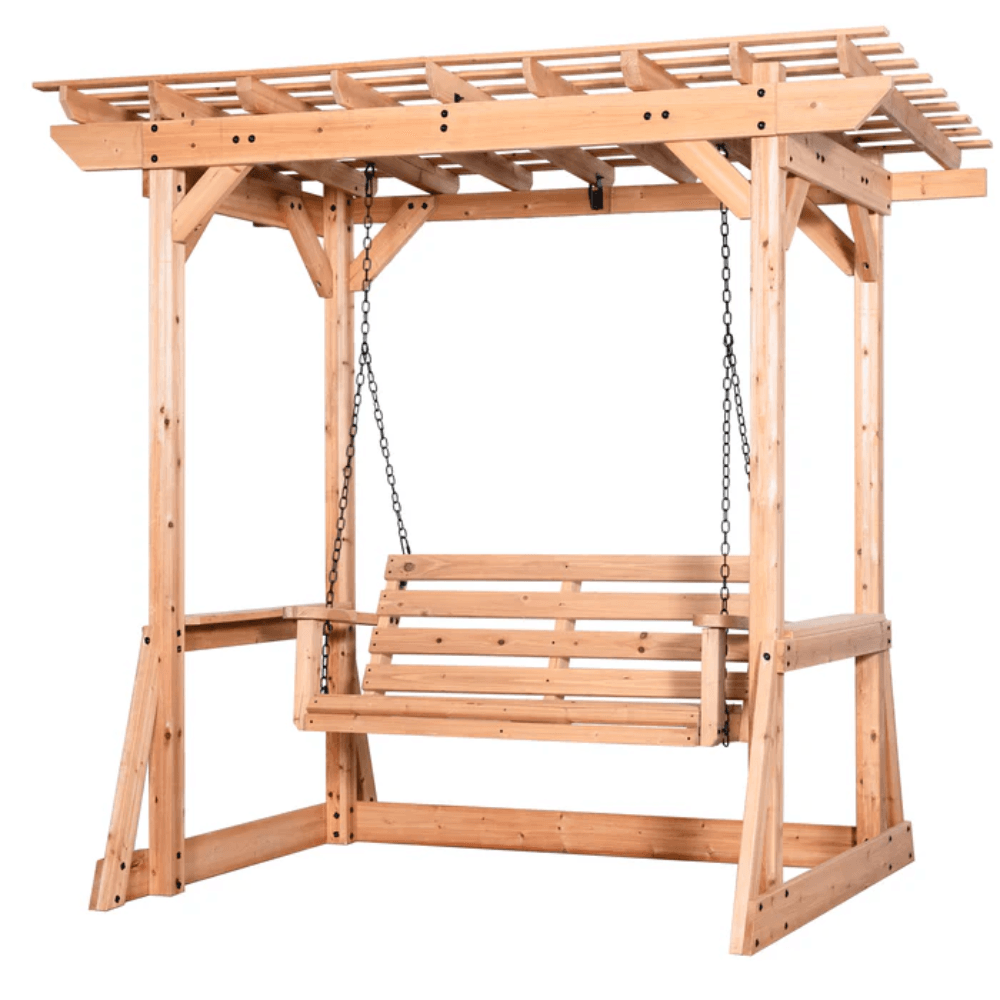 Backyard Discovery Callahan Cedar Wood Outdoor 2-Person Pergola Swing Bench