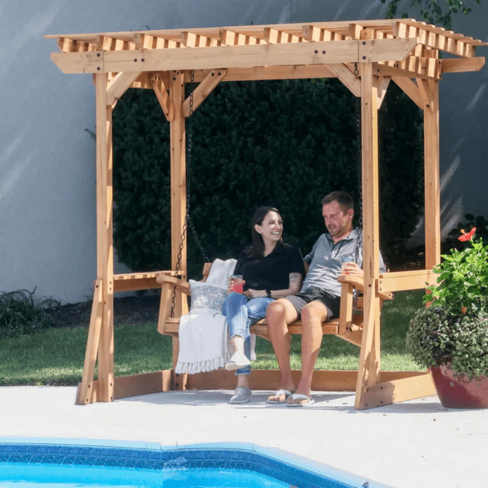 Backyard Discovery Callahan Cedar Wood Outdoor 2-Person Pergola Swing Bench