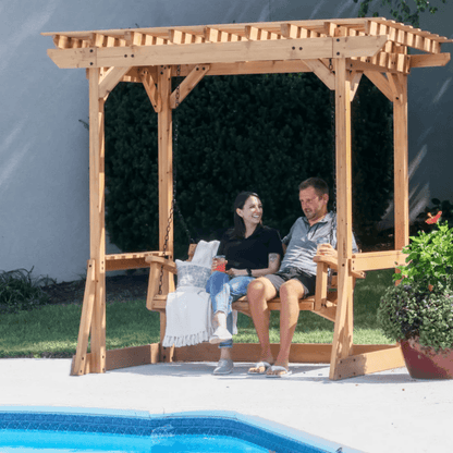 Backyard Discovery Callahan Cedar Wood Outdoor 2-Person Pergola Swing Bench
