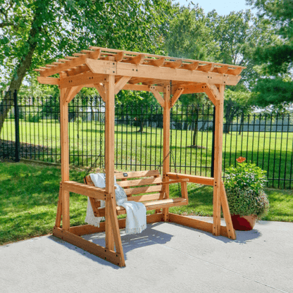 Backyard Discovery Callahan Cedar Wood Outdoor 2-Person Pergola Swing Bench