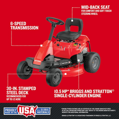 Craftsman R110 30-Inch 10.5HP Briggs & Stratton Riding Lawn Mower
