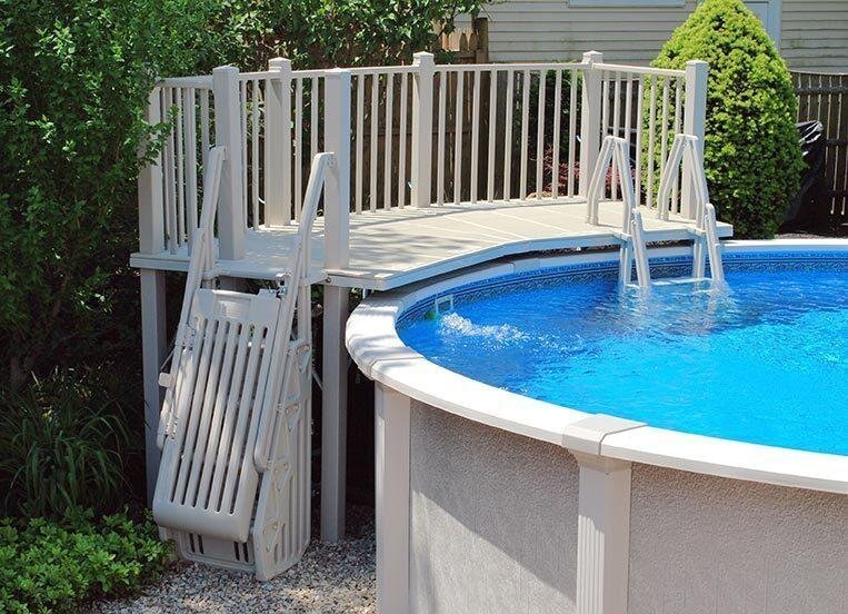 Vinylworks 5′ x 5′ Resin Above Ground Swimming Pool Deck Kit Taupe