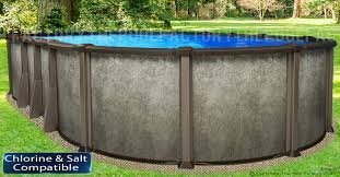 18’x33′ Saltwater LX Oval Above Ground Swimming Pool – Features Stainless Steel Skimmer Panel