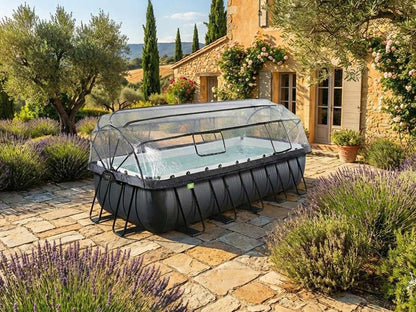 Exit Piscine Black Leather 400x200x100cm avec pompe filtrante à sable et dôme